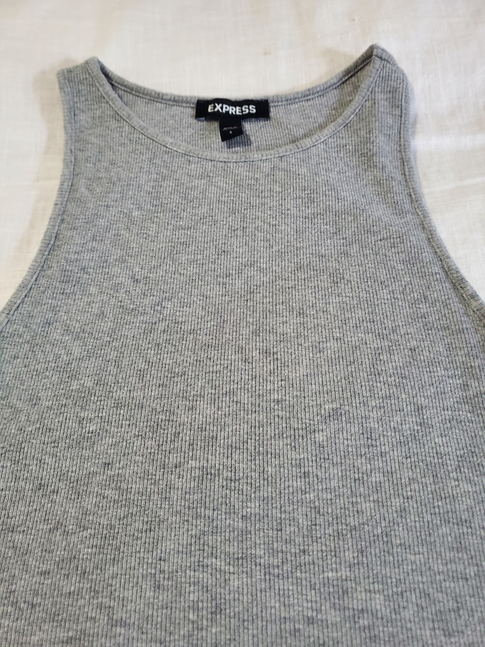 Express Ribbed Tank Top in Light Gray